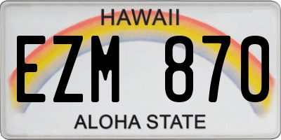 HI license plate EZM870