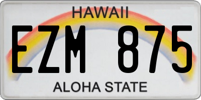 HI license plate EZM875