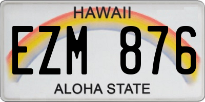 HI license plate EZM876