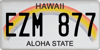 HI license plate EZM877