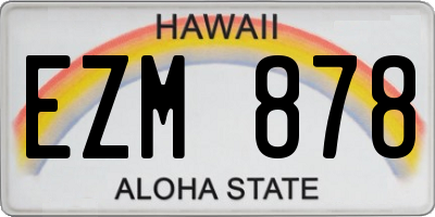 HI license plate EZM878