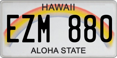 HI license plate EZM880