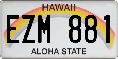 HI license plate EZM881