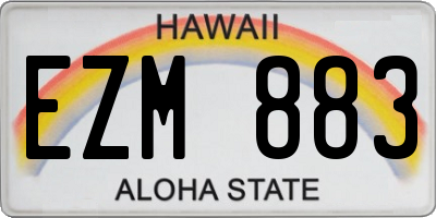 HI license plate EZM883