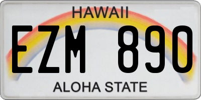 HI license plate EZM890