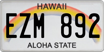 HI license plate EZM892