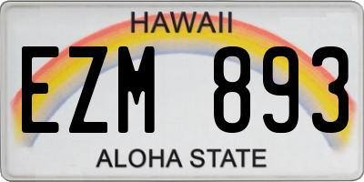 HI license plate EZM893