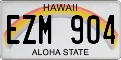 HI license plate EZM904
