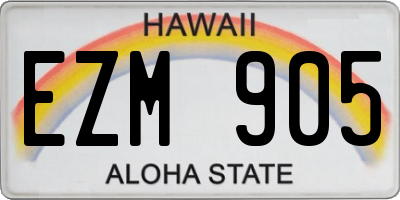 HI license plate EZM905