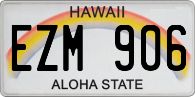 HI license plate EZM906
