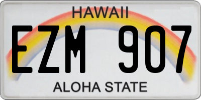 HI license plate EZM907