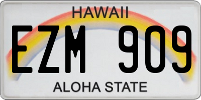 HI license plate EZM909