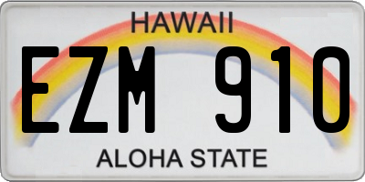 HI license plate EZM910