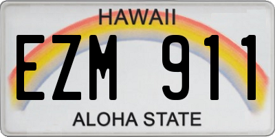 HI license plate EZM911