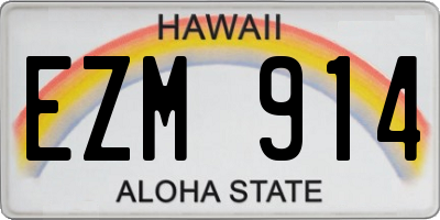 HI license plate EZM914