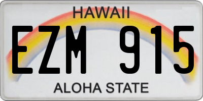 HI license plate EZM915