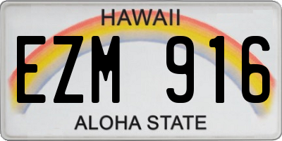 HI license plate EZM916