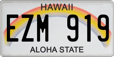 HI license plate EZM919