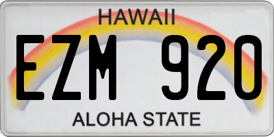 HI license plate EZM920