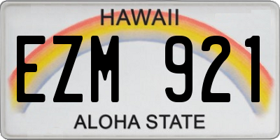 HI license plate EZM921