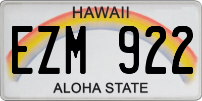 HI license plate EZM922