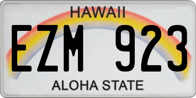 HI license plate EZM923