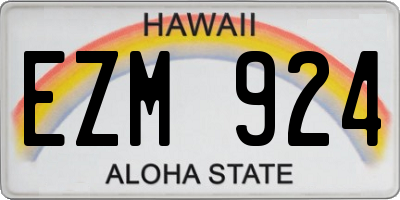 HI license plate EZM924