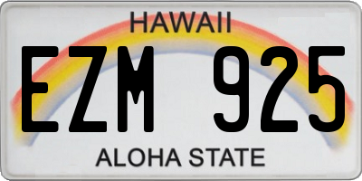 HI license plate EZM925