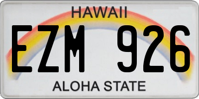 HI license plate EZM926