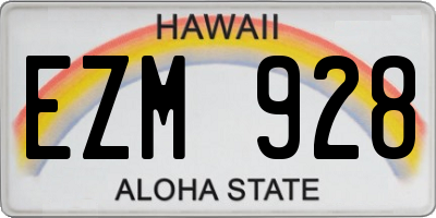 HI license plate EZM928