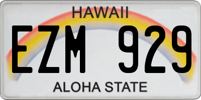 HI license plate EZM929