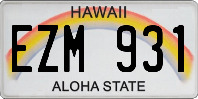 HI license plate EZM931