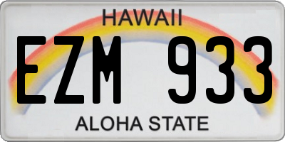 HI license plate EZM933