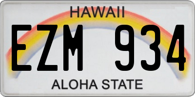 HI license plate EZM934