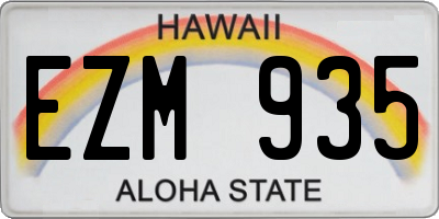 HI license plate EZM935