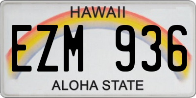 HI license plate EZM936