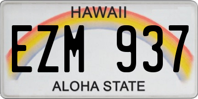 HI license plate EZM937