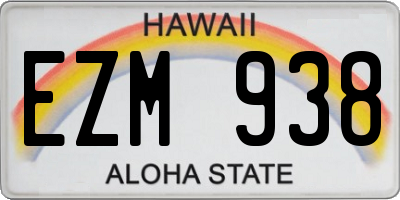 HI license plate EZM938