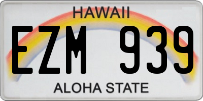 HI license plate EZM939