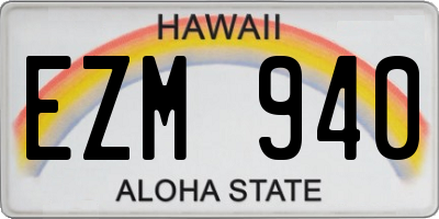 HI license plate EZM940
