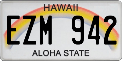 HI license plate EZM942