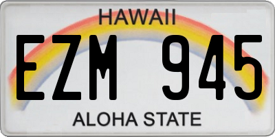 HI license plate EZM945