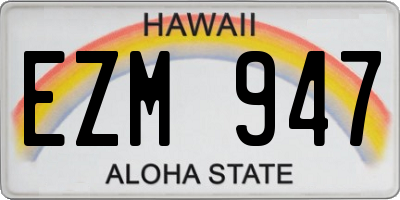 HI license plate EZM947