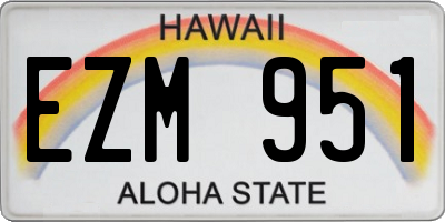 HI license plate EZM951