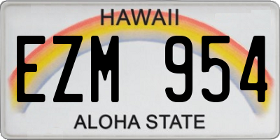 HI license plate EZM954