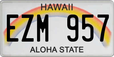 HI license plate EZM957