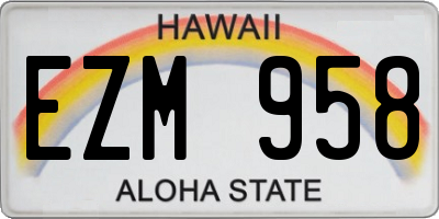 HI license plate EZM958