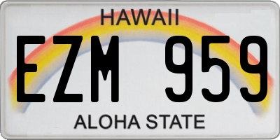HI license plate EZM959