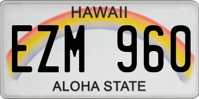 HI license plate EZM960