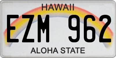 HI license plate EZM962